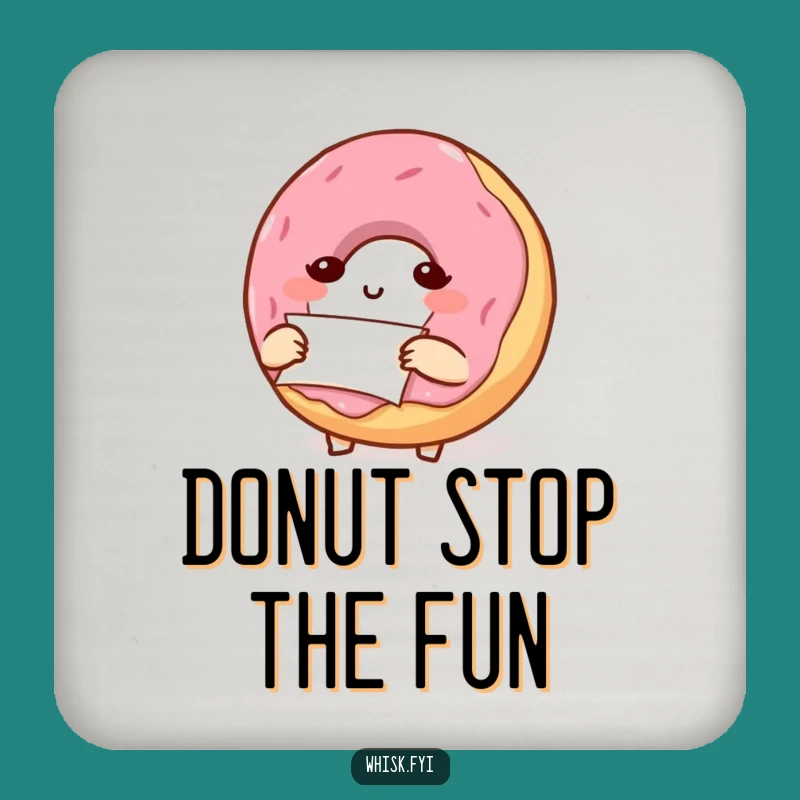 Funny Donut Folding Parchment Coaster: Baker Character Drink Accessory Gift