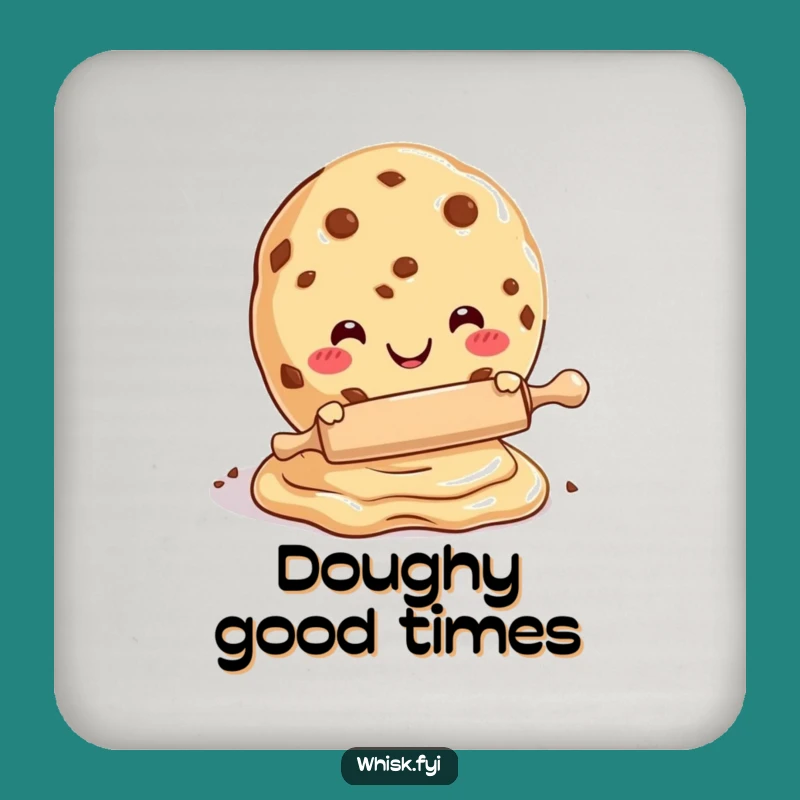 Funny Cookie Dough Rolling Drink Coaster - Whimsical Baking Decor Gift