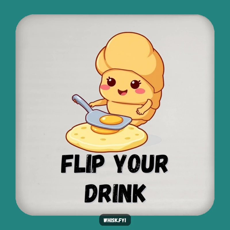 Funny Croissant Coaster: Expert flipper, protecting surfaces with humor, a cute funny gift.