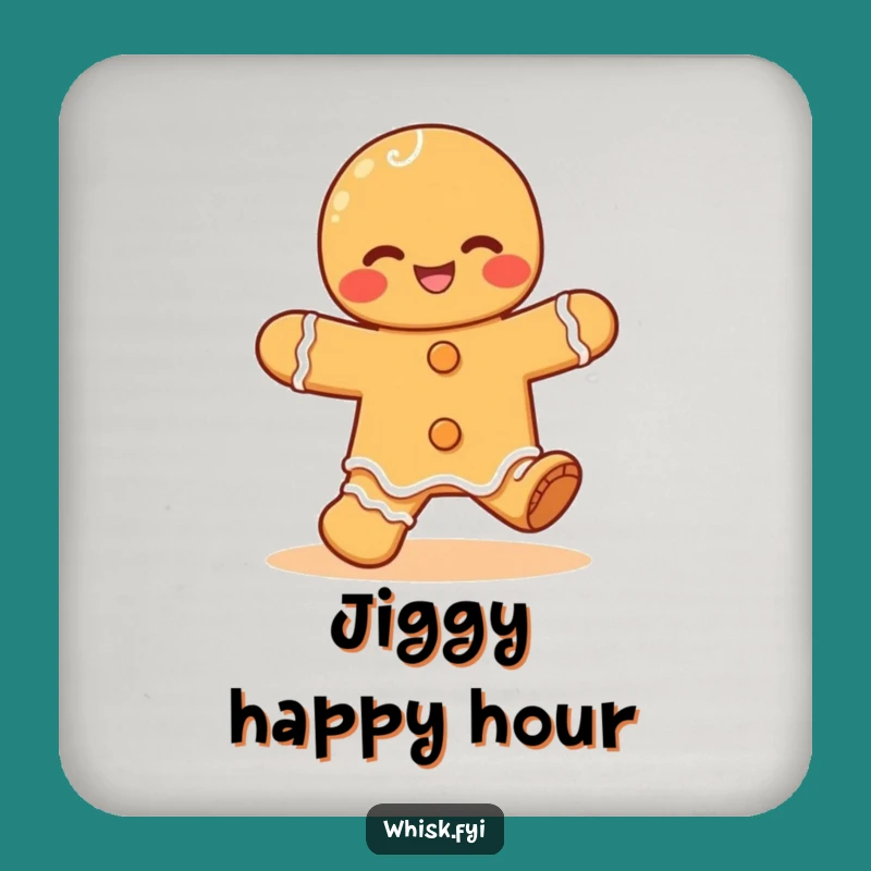 Funny Kawaii Gingerbread Coaster: Giggling Jig Charm, Unique Funny Gift