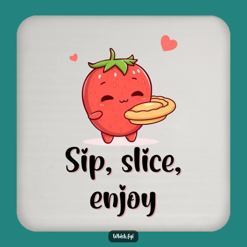 Funny Shy Strawberry Pie Drink Coaster - Cute Protect Surface
