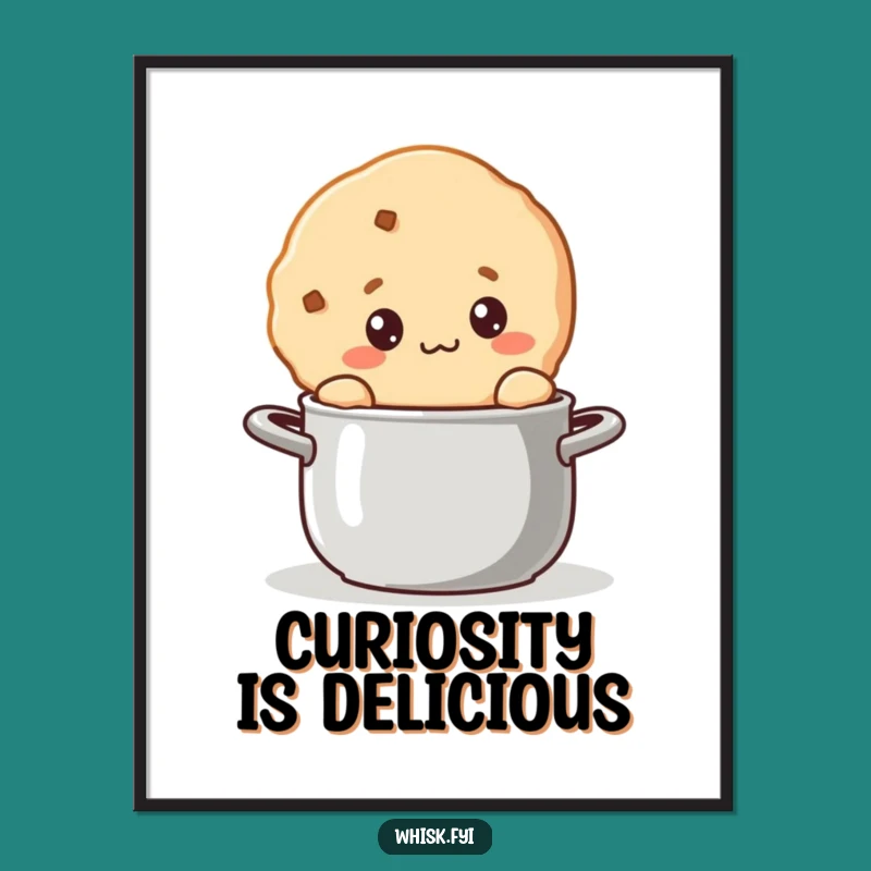 Funny Kawaii Cookie Stirring Poster - Hilarious Kitchen Art for Curious Cooks