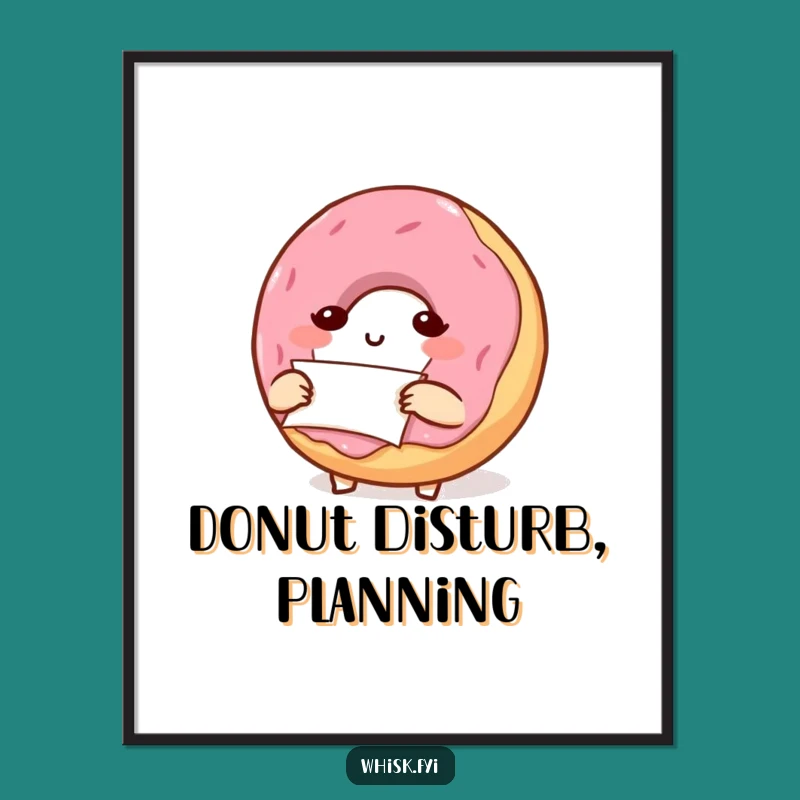 Funny Donut Folding Parchment Poster: Whimsical Baker Character Art Gift