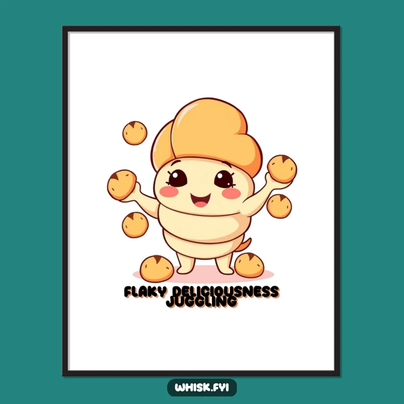 Funny Croissant Juggling Poster: Bakery Wall Art, Hilarious Foodie Decor Gift