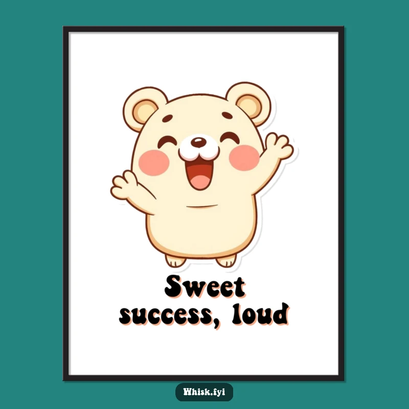 Funny Bear Claw Poster - Happy Pastry Character, Joyful Wall Art