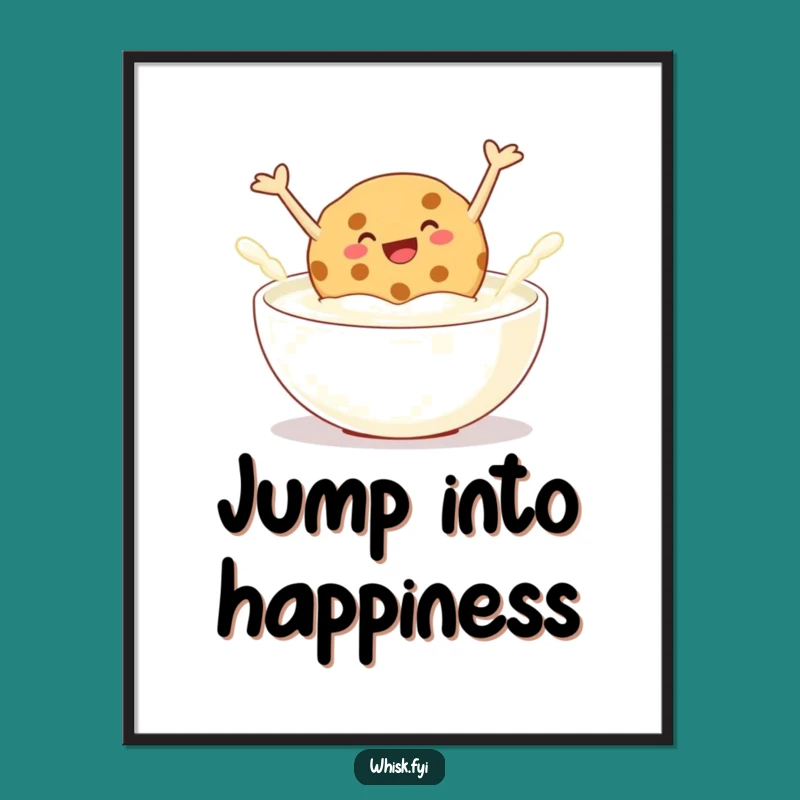 Funny Cookie Jumping Poster: Playful Wall Art, Perfect Funny Gift for Kitchen Decor
