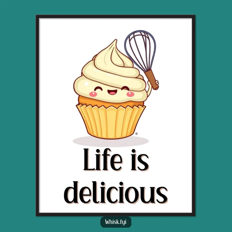 Funny Cupcake Poster: Cheerful baker artwork, a sweet and funny gift.