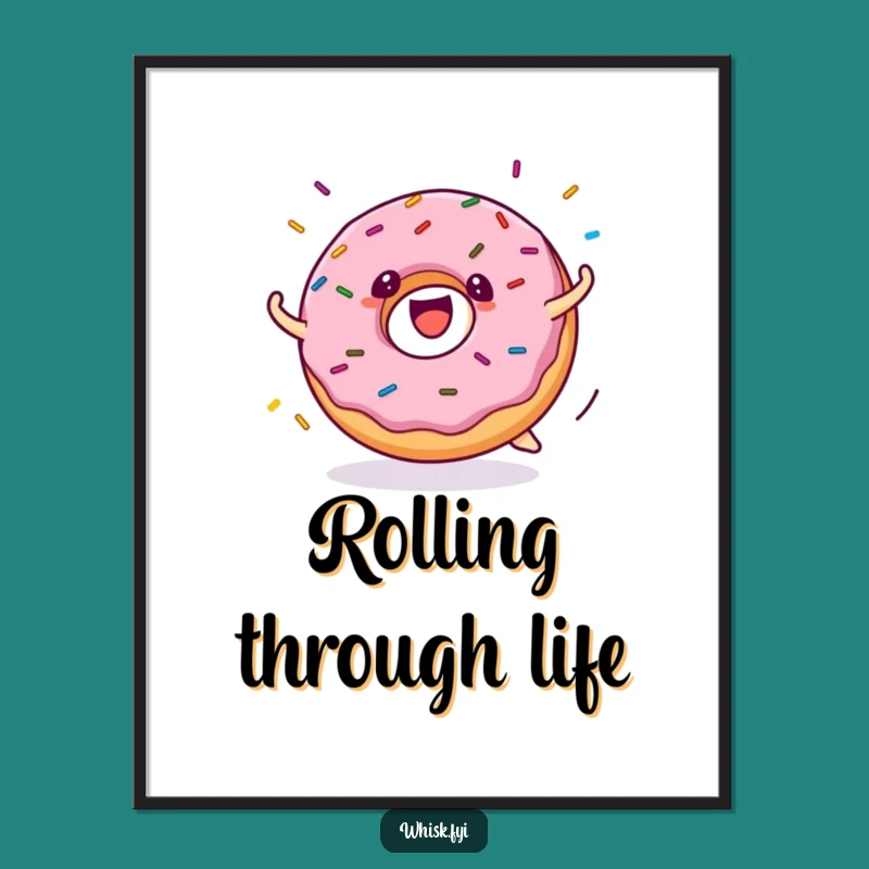 Funny Donut Rolling Poster: Vibrant Art, Perfect Funny Gift for Wall Decor