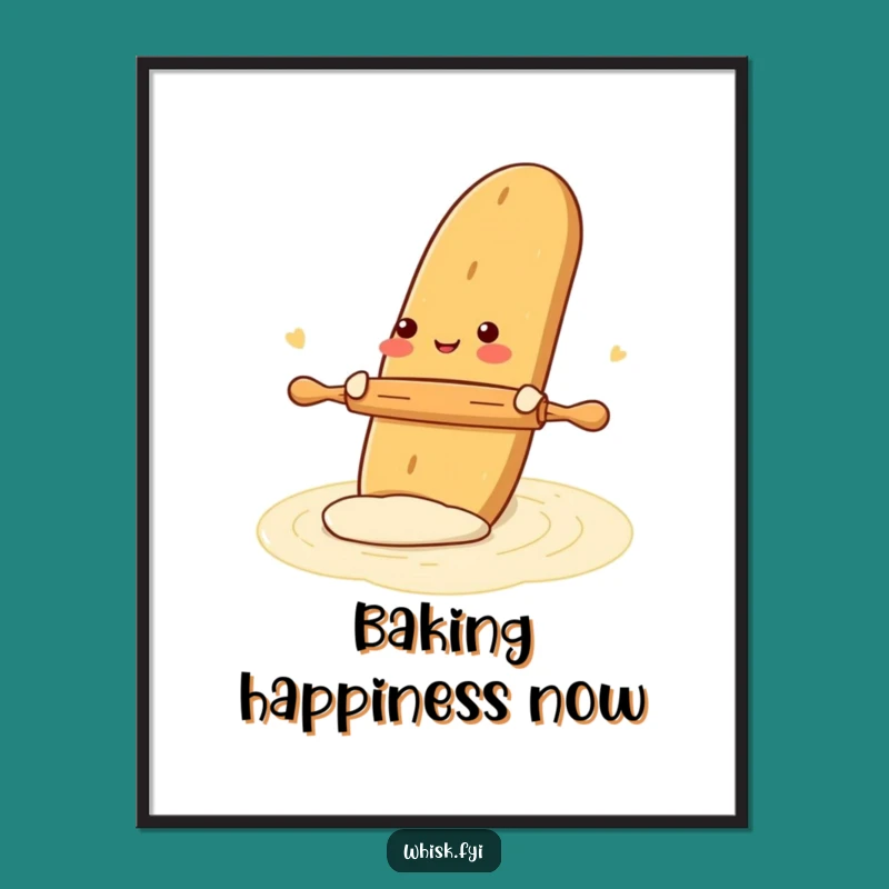 Funny Gleeful Baguette Baking Poster - Hilarious Bread Art Gift