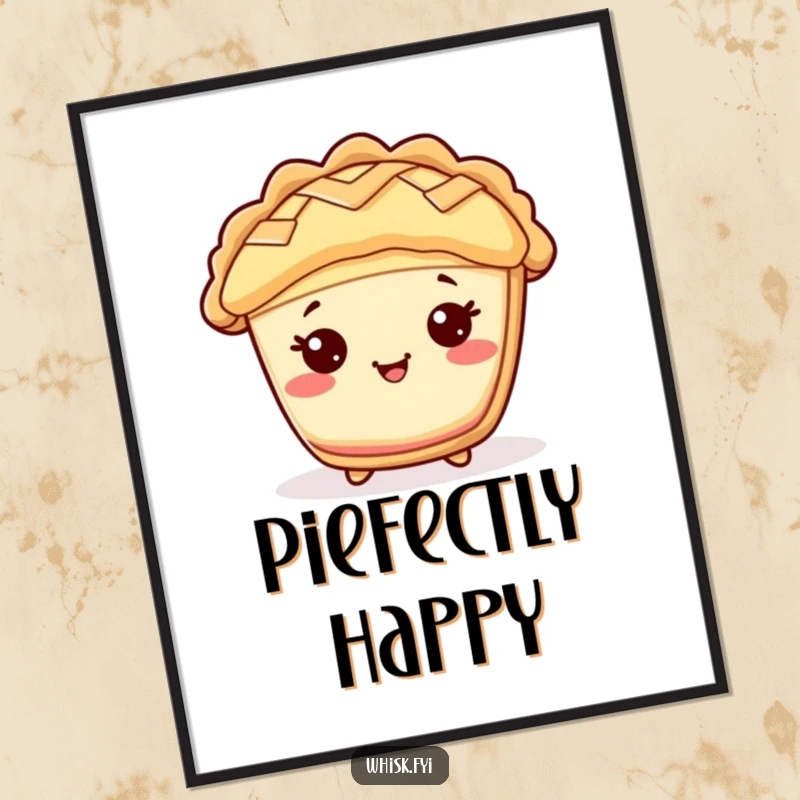Funny Kawaii pie poster, depicting a cheerful pie character with a lattice top, a sweet and humorous wall decoration.