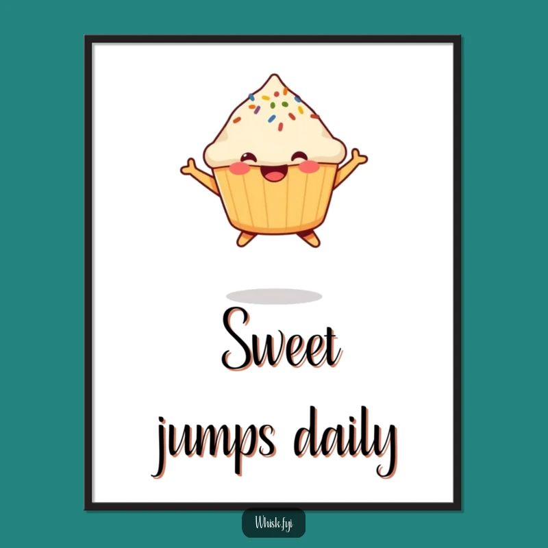 Funny Muffin Jumping Poster: Sprinkle Joyful Art, Perfect Room Decor Gift!