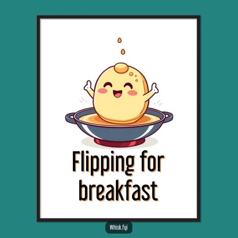 Funny Pancake Flip Poster - Hilarious Kitchen Art for Breakfast Lovers