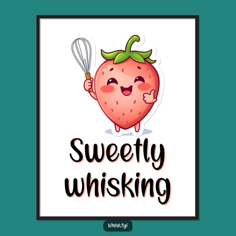 Funny Strawberry Whisk Poster: Sweet Wall Art for Bakers