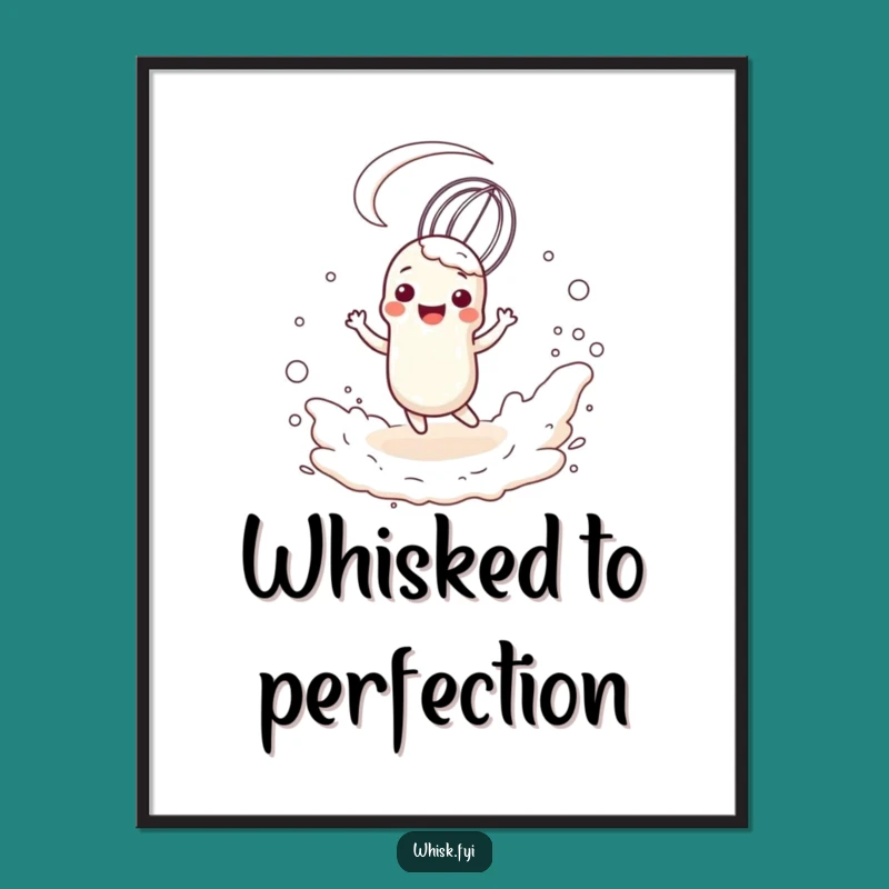 Funny Whisk Flour Cloud Poster: Joyful Baker Art Print for Kitchen Gift