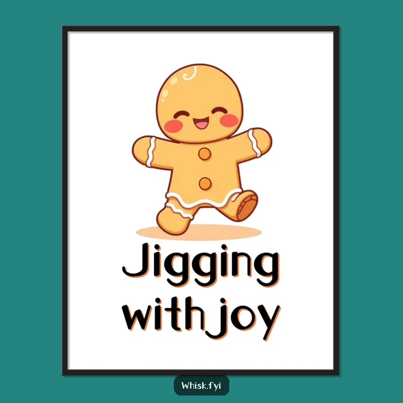 Funny Kawaii Gingerbread Poster: Giggling Jigging Art, Unique Funny Gift
