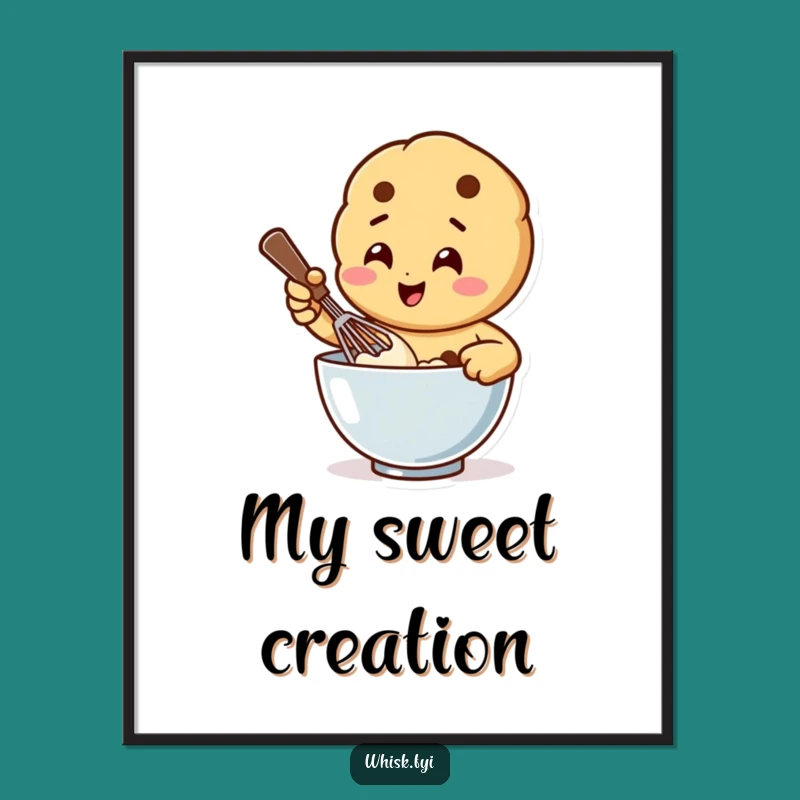 Funny Whisking Cookie Poster: Hilarious Baking Art for Your Kitchen