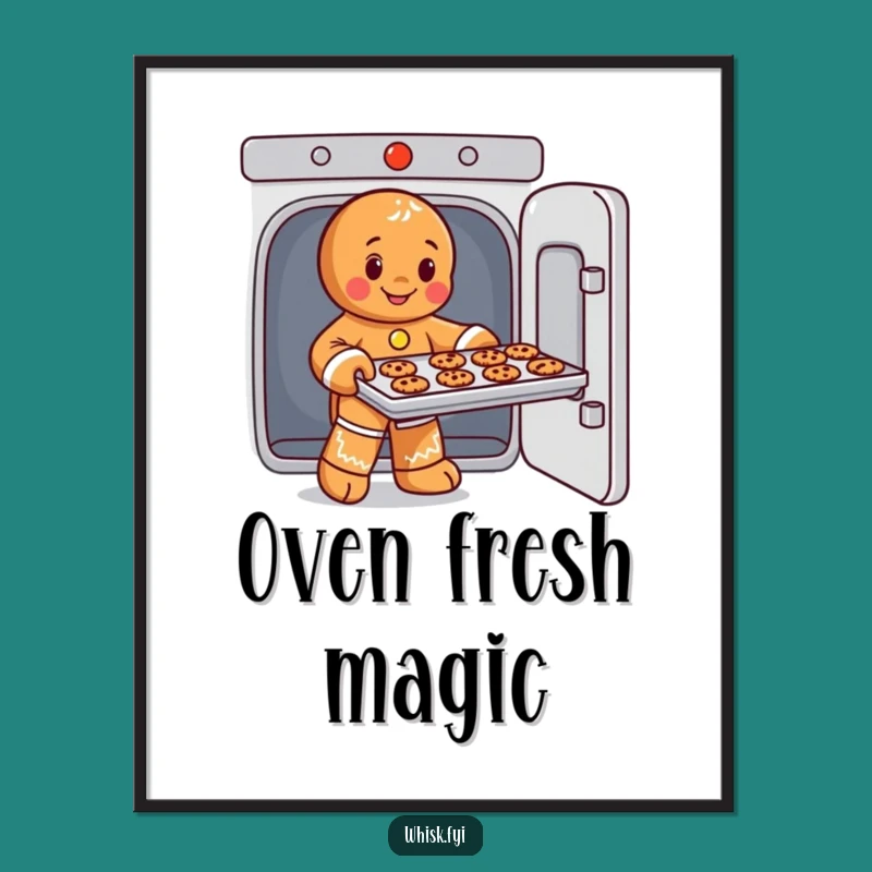 Funny Gingerbread Man Cookie Poster - Whimsical Baking Art