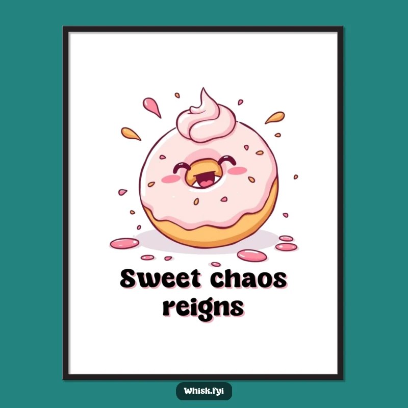 Funny Kawaii Donut Poster - Hilarious Frosting Art Print