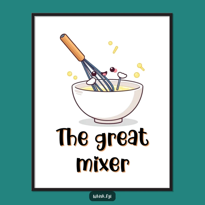 Funny Kawaii Whisk Poster: Energetic Art for Kitchen Decor