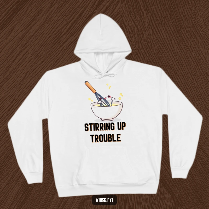 Funny kawaii hoodie featuring a cute whisk in action, symbolizing energy and a love for baking.