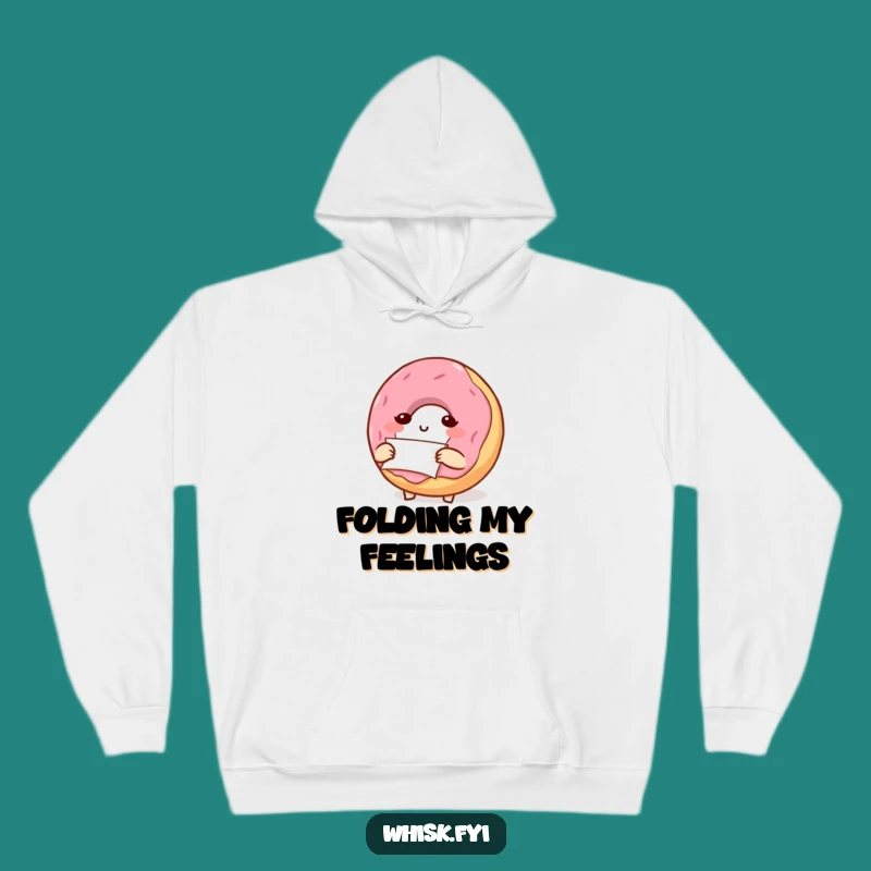 Funny Donut Folding Parchment Hoodie: Cozy Baker Character Sweatshirt Gift