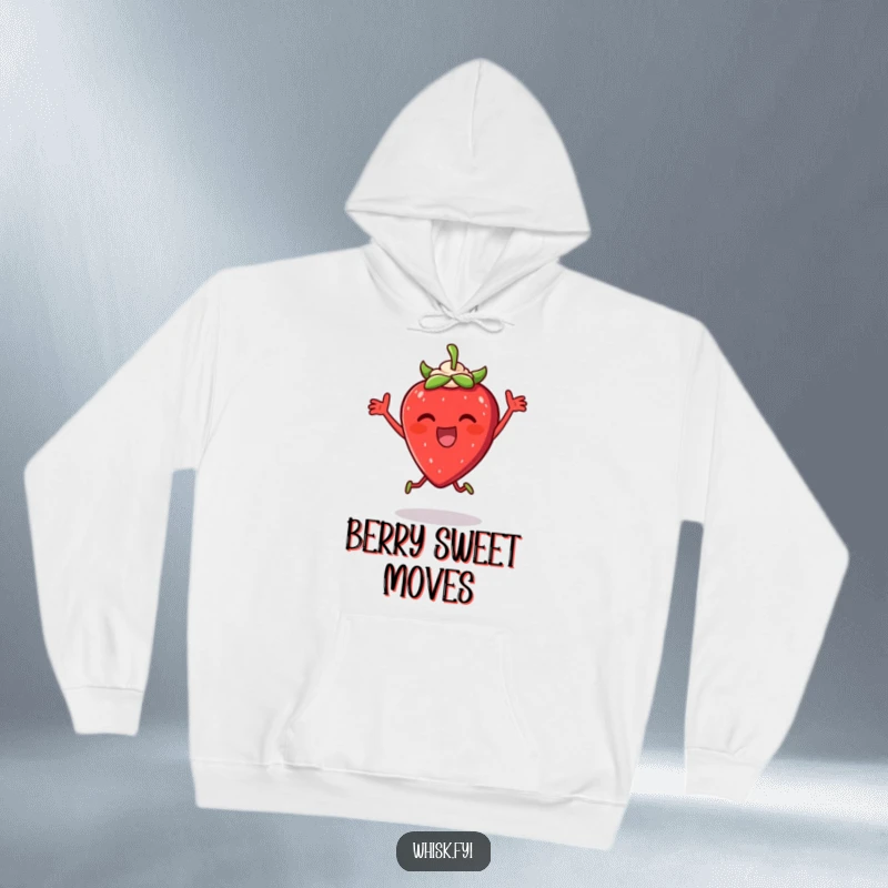 Funny Strawberry Cream Hoodie: A thrilled strawberry dancing with cream, providing a warm and humorous addition to your wardrobe.