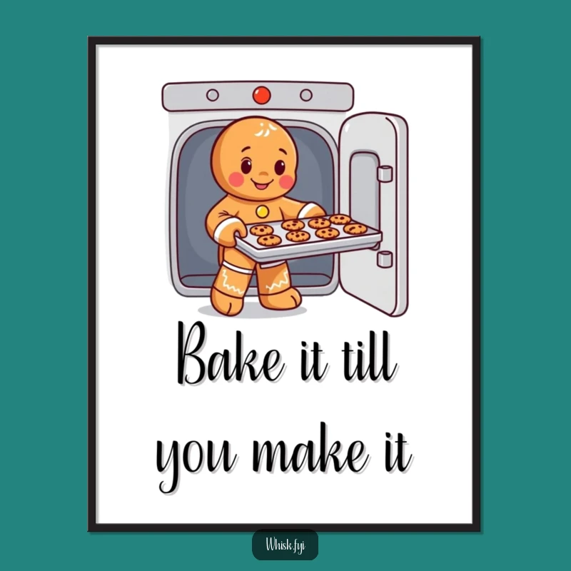 Funny Free Printable Wall Art: Gingerbread Man Baker - Downloadable Decor
