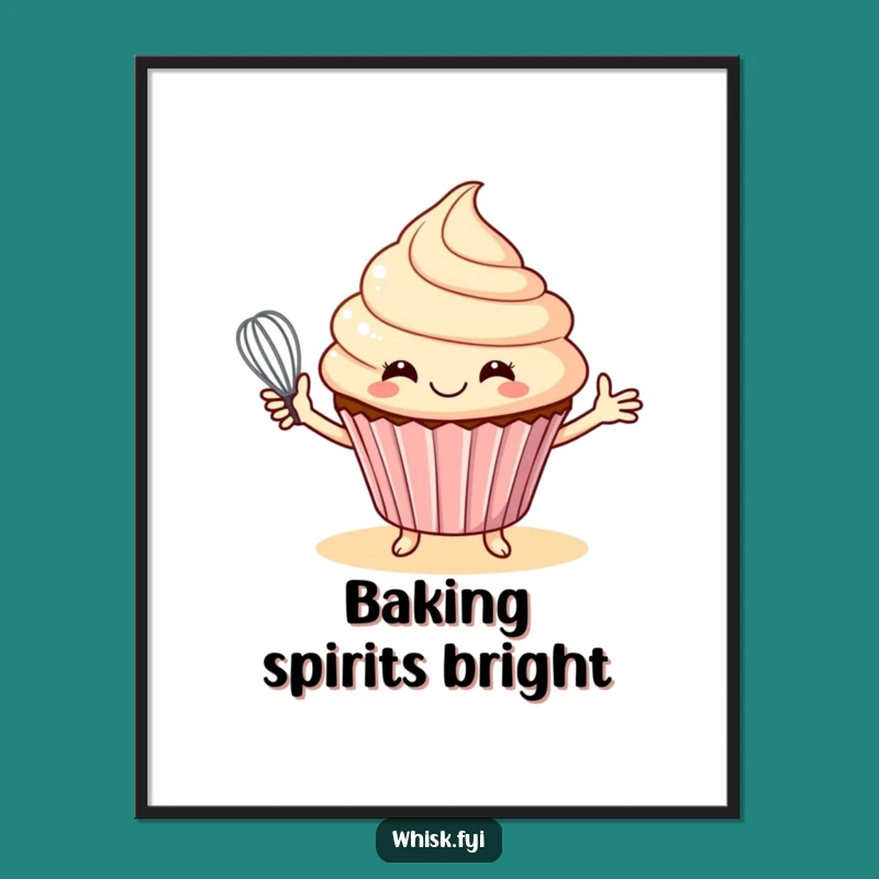 Funny Free Printable Wall Art: Cupcake with a Whisk - Downloadable Kitchen Decor