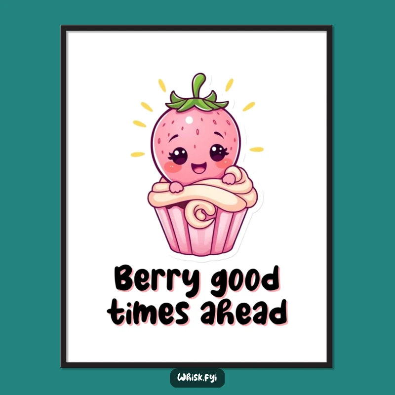 Free Printable Strawberry Baker Art: Cute Cartoon Character Decor DIY Downloadable