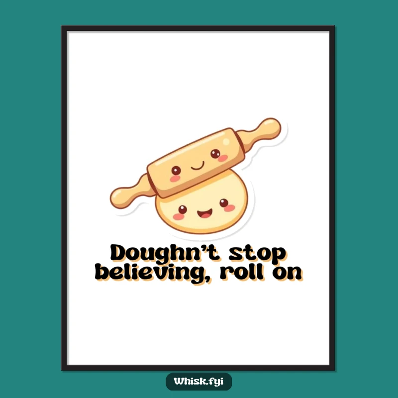 Amusing Free Printable Wall Art: Kawaii Rolling Pin Dough Fun Downloadable Art