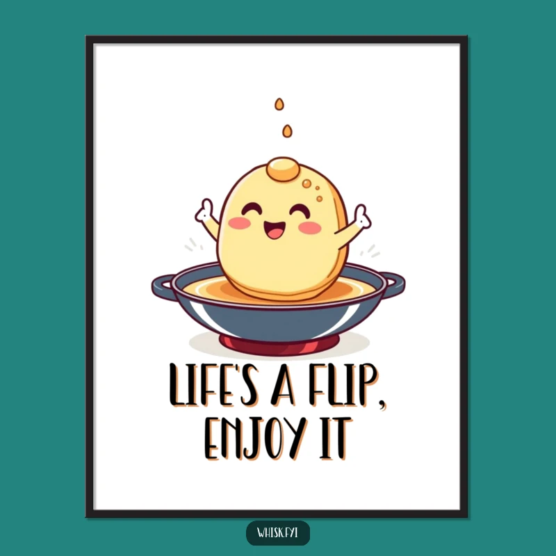 Free Printable Wall Art: Happy Pancake Flipping Humorous Downloadable Decor for Kitchens