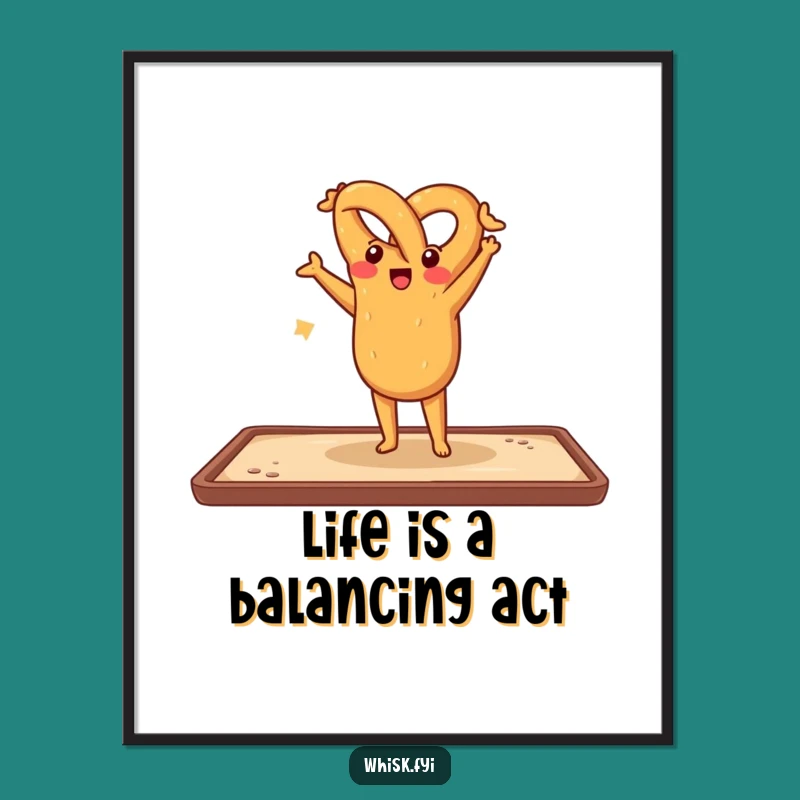 Funny Free Printable Wall Art: Pretzel Handstand - Humorous Downloadable Kitchen Decor