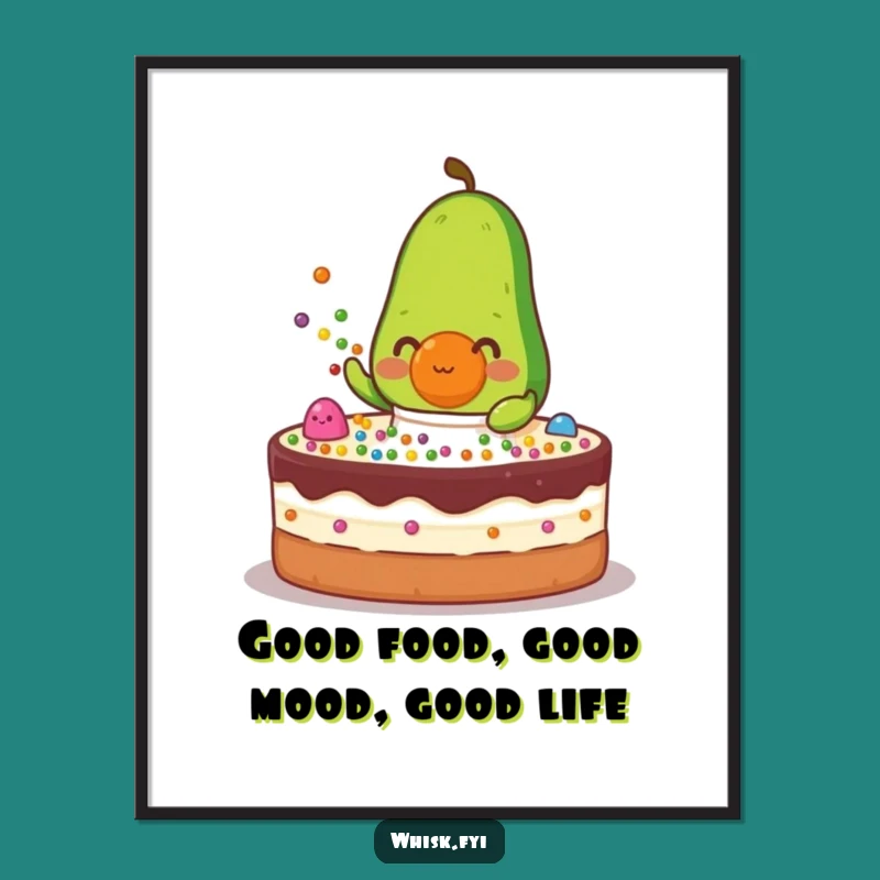 Free Printable Wall Art: Determined Avocado Decorating Cake Kitchen Decor