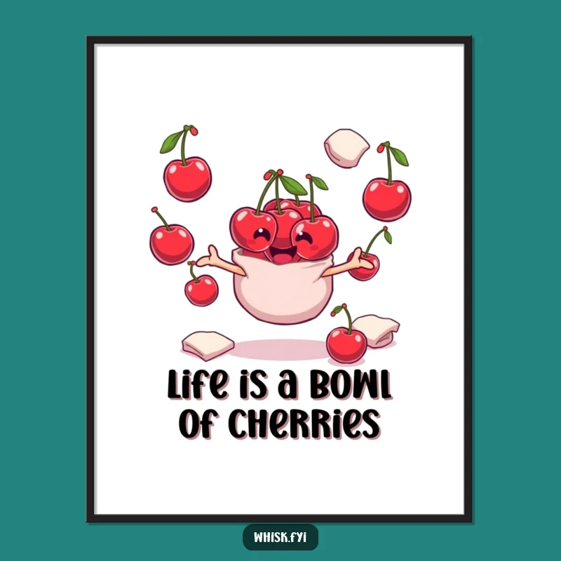 Cherries Juggling Flour Wall Art Free Printable - Whimsical Humorous Downloadable Decor