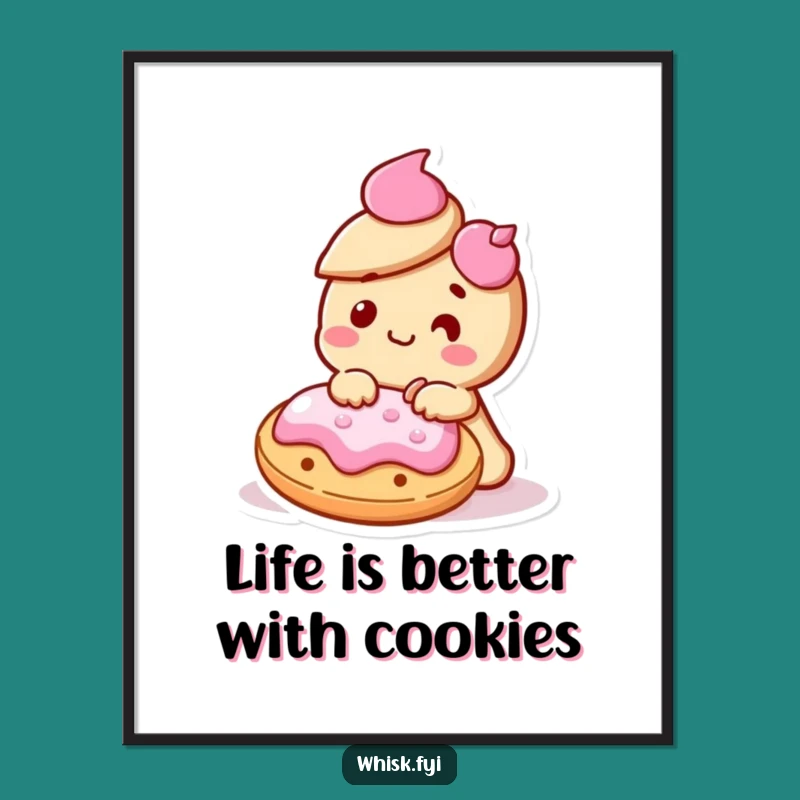 Funny Free Printable Wall Art: Kawaii Cookie Art Decor Downloadable Art