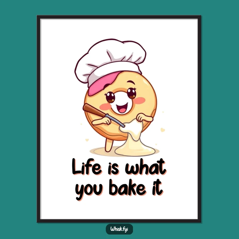 Funny Free Printable Wall Art: Donut Chef Mixing Batter - Humorous Downloadable Kitchen Decor
