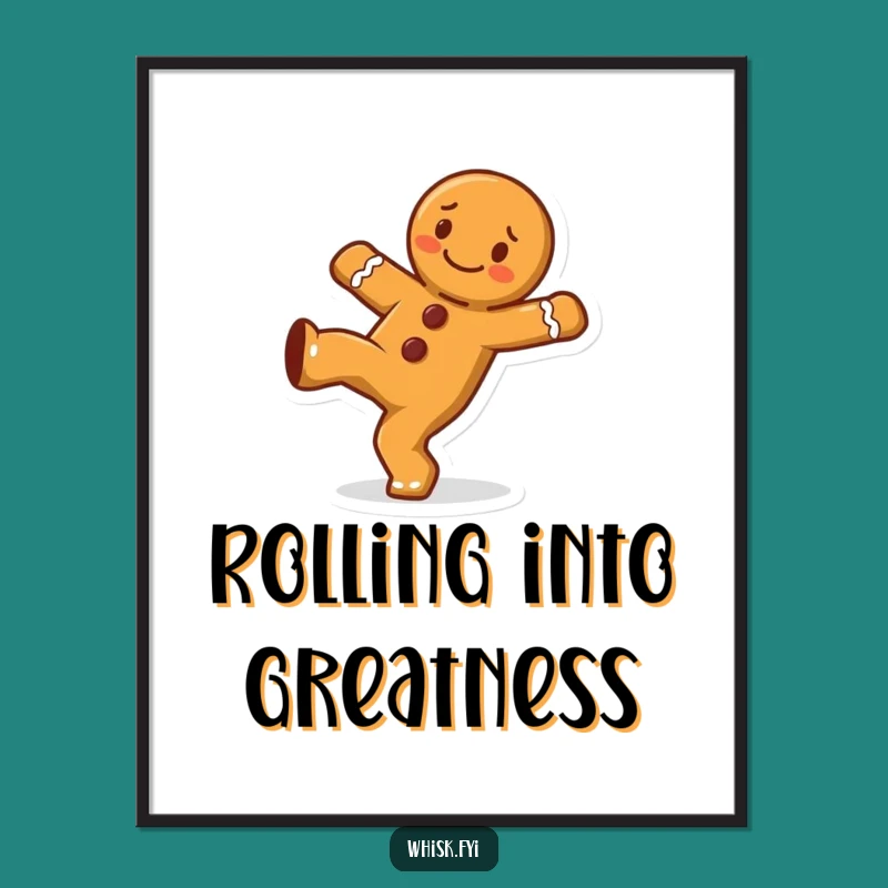 Gingerbread Man Cartwheel Wall Art Free Printable - Energetic Humorous Downloadable Decor