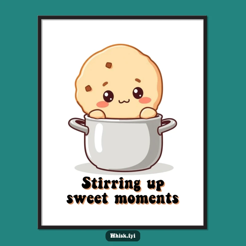 Free Printable Wall Art: Kawaii Cookie Stirring Pot Humorous Downloadable Decor for Playful Spaces
