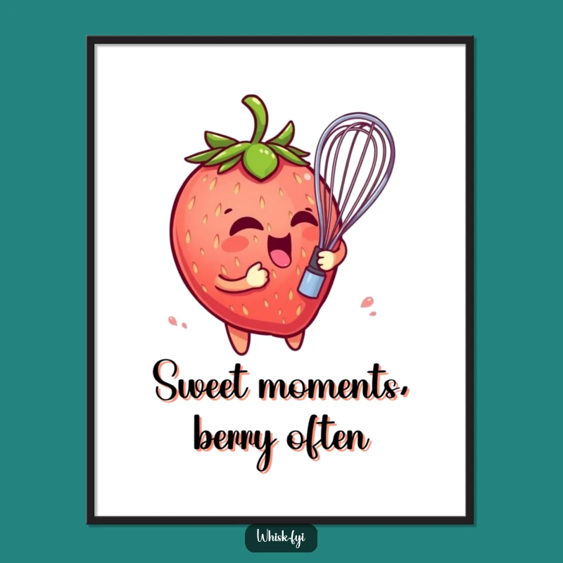 Funny Free Printable Wall Art: Strawberry Whisk Chaos, Hilarious Downloadable Decor for Berry Fun!