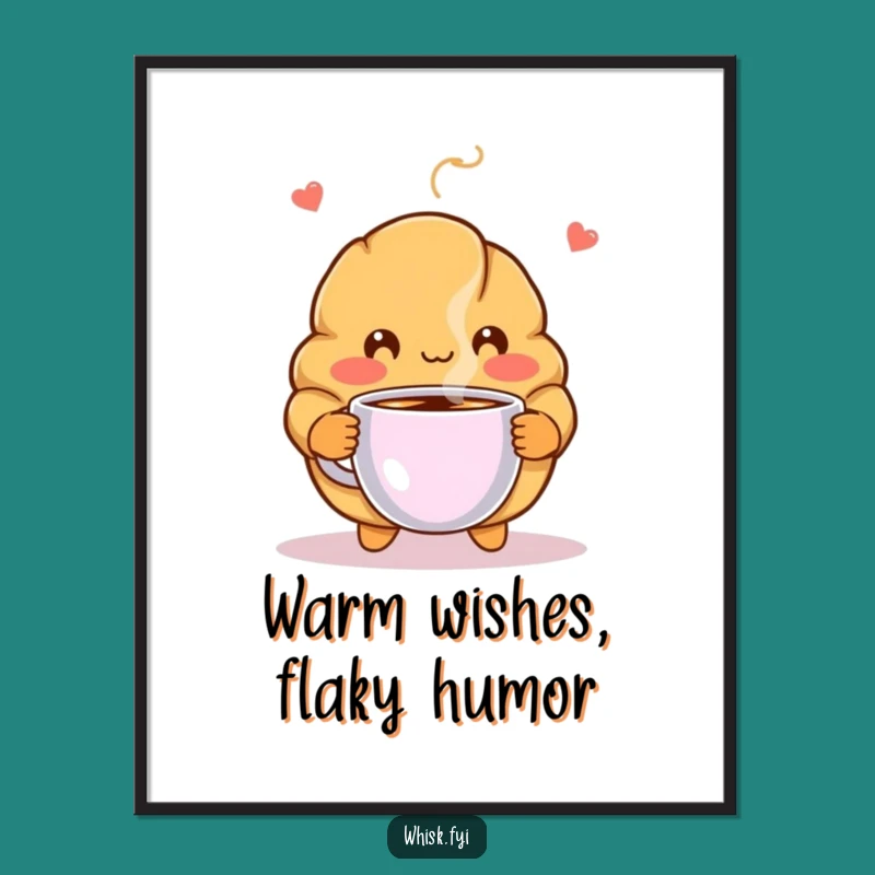 Free Printable Wall Art: Coffee Croissant, Cozy Cafe Decor, Downloadable Art