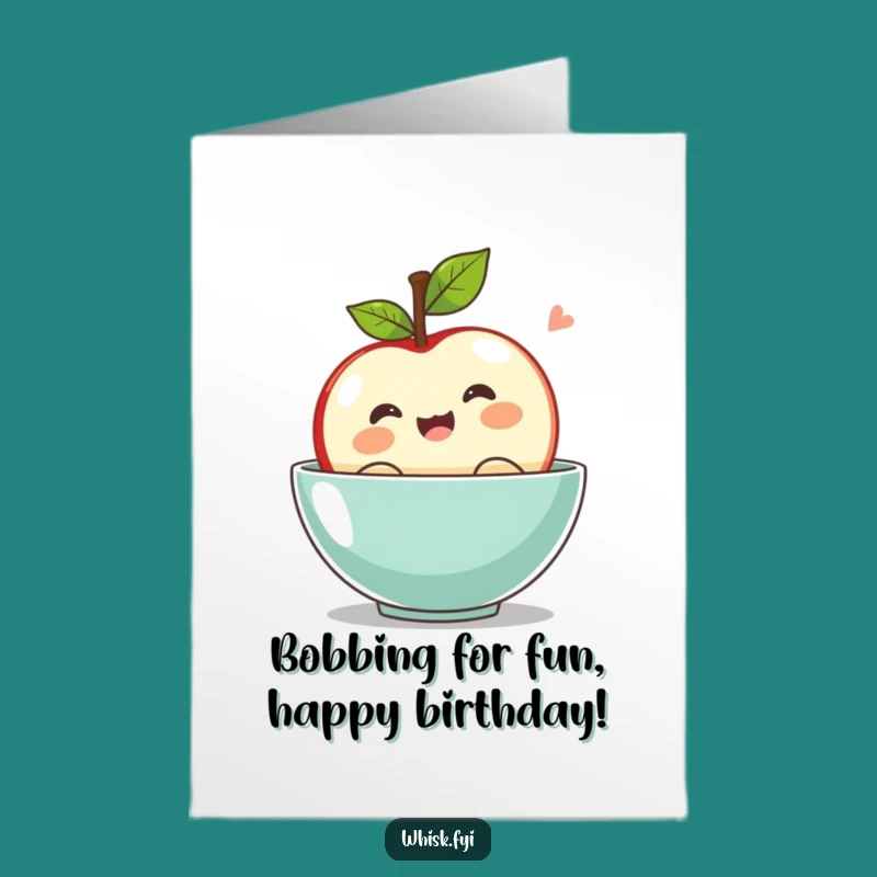 Fun Free Printable Birthday Card: Kawaii Apple Bobbing Excitement Downloadable Gift
