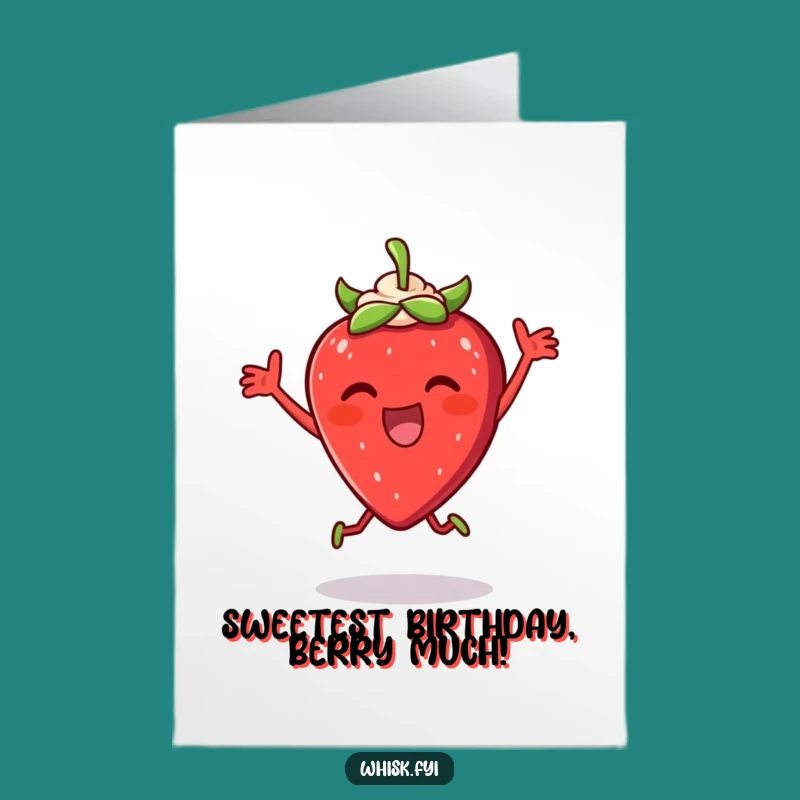 Free Printable Birthday Card: Strawberry's Sweet Moves - Funny Downloadable Gift