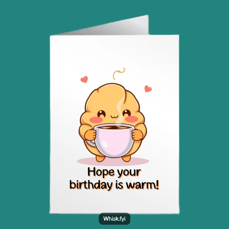 Free Printable Birthday Card: Coffee Croissant, Warm & Funny Downloadable Gift