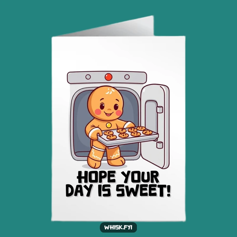 Free Printable Bday Card: Playful Gingerbread Man & Cookies - Funny Gift