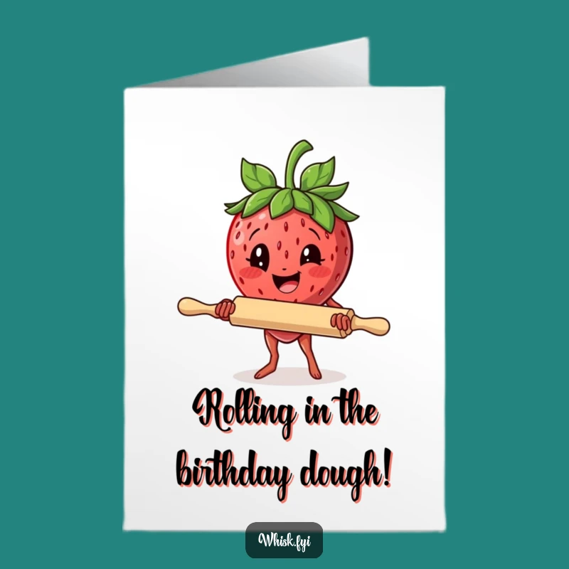 Free Printable Birthday Card: Funny Strawberry Rolling Pin DIY Digital Download Gift