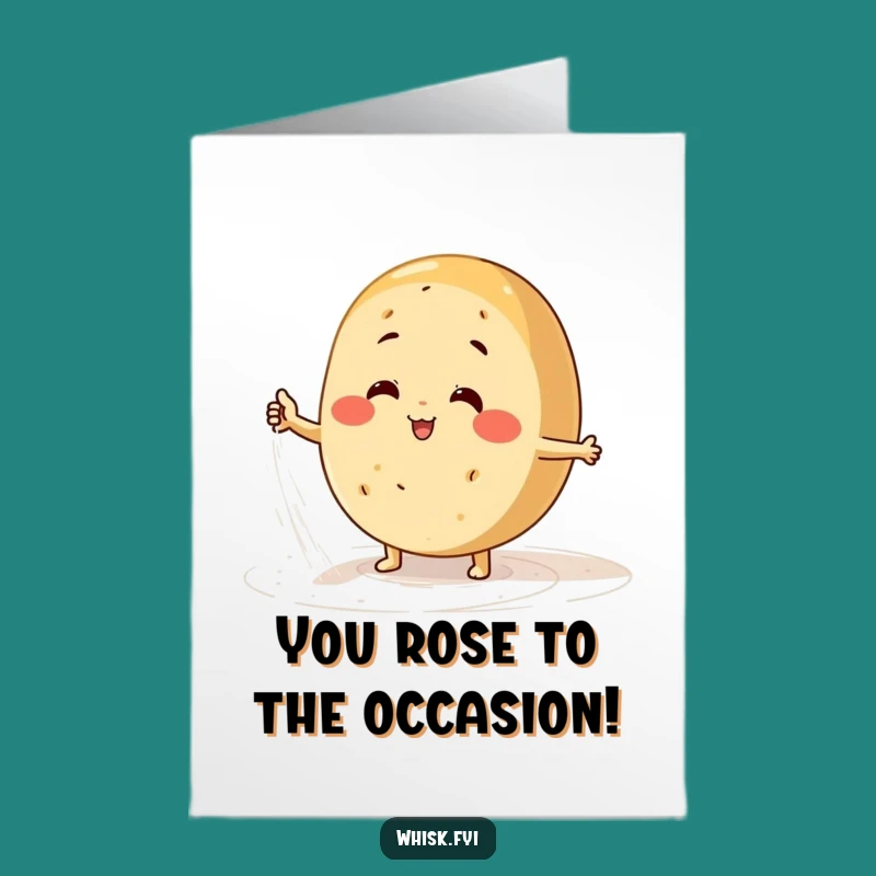Free Printable Congrats Card: Cheerful Bread Character Dusting Flour Digital Art for Success