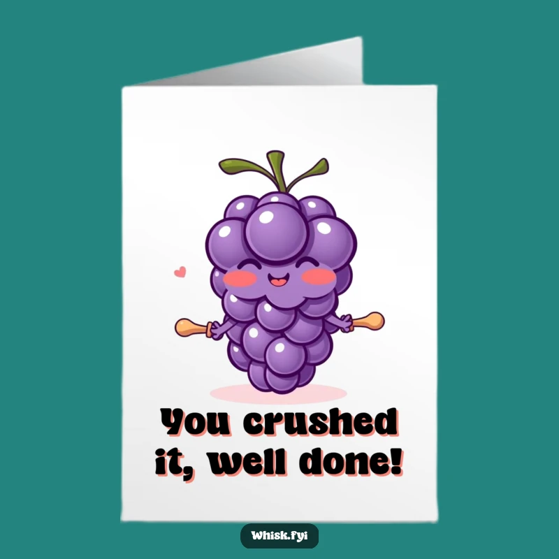 Free Printable Congrats Card: Grape Rolling Out Success Downloadable Gift