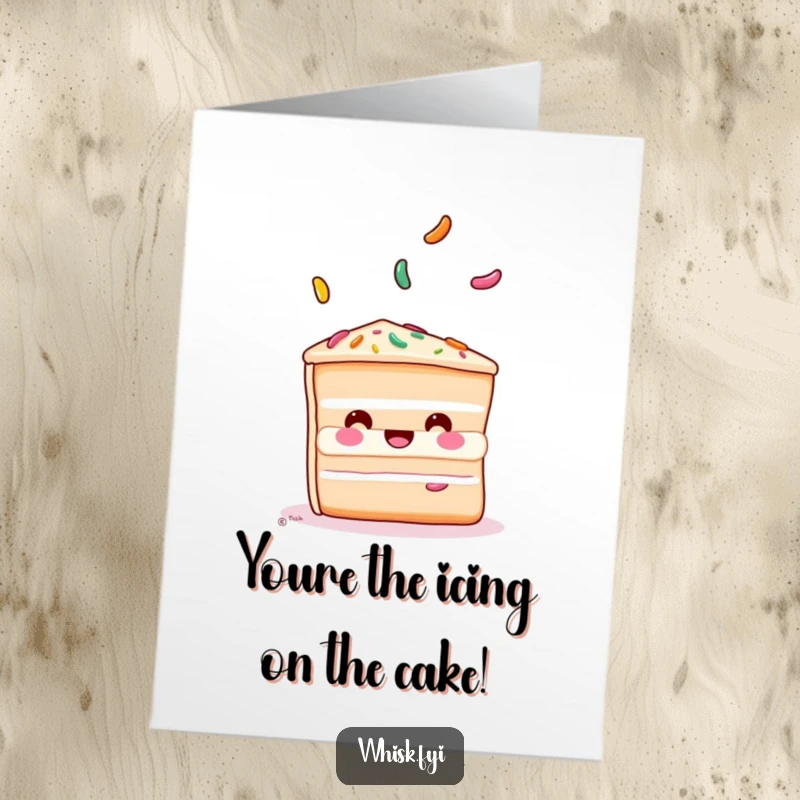 Funny Free Printable Congrats Card: A playful cake juggles sprinkles, a delightful symbol of your success.