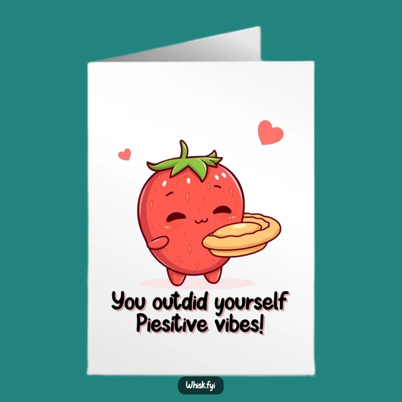 Free Printable Congrats Card: Shy Strawberry & Baked Pie - Funny Downloadable