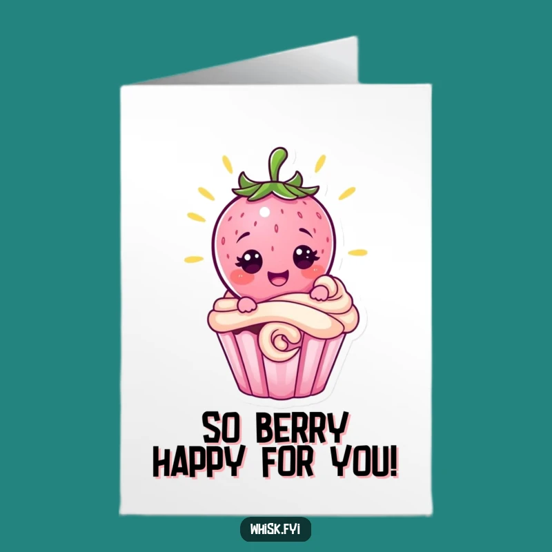 Free Printable Strawberry Congrats Card: Proud Baker Character DIY Downloadable Sentiment